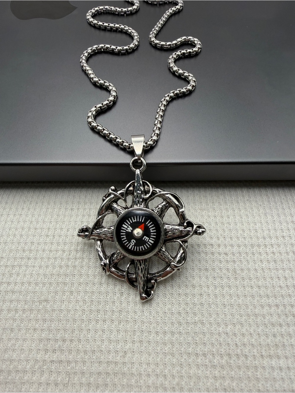 Stainless Steel Functional Compass Necklace